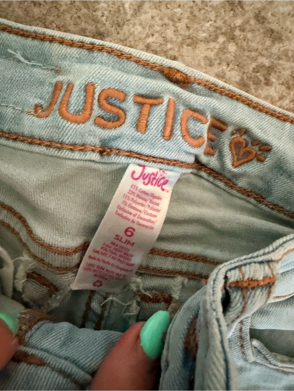 Justice Light Blue Distressed Denim Jean Shorts